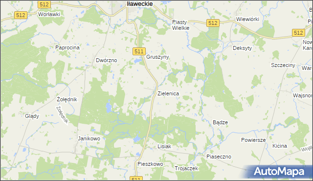 mapa Zielenica gmina Górowo Iławeckie, Zielenica gmina Górowo Iławeckie na mapie Targeo