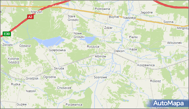 mapa Albinów gmina Kotuń, Albinów gmina Kotuń na mapie Targeo