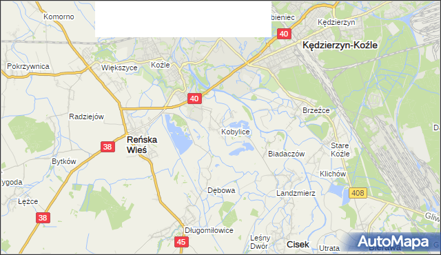 mapa Kobylice gmina Cisek, Kobylice gmina Cisek na mapie Targeo