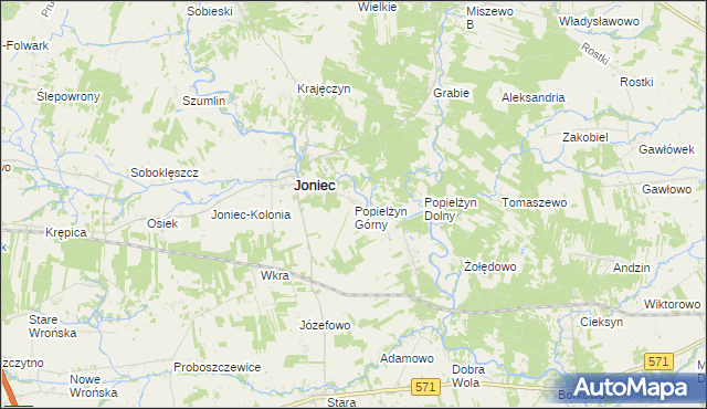 mapa Popielżyn Górny, Popielżyn Górny na mapie Targeo