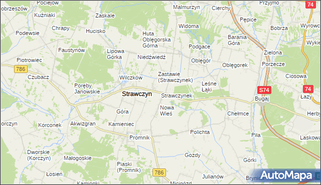 mapa Strawczynek, Strawczynek na mapie Targeo