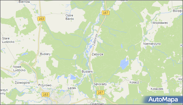 mapa Zaborze gmina Połczyn-Zdrój, Zaborze gmina Połczyn-Zdrój na mapie Targeo