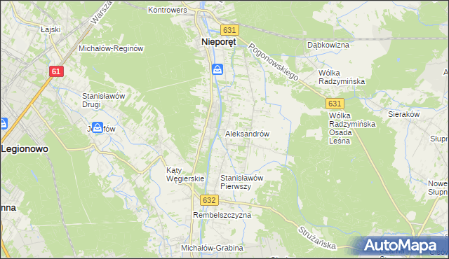 mapa Aleksandrów gmina Nieporęt, Aleksandrów gmina Nieporęt na mapie Targeo