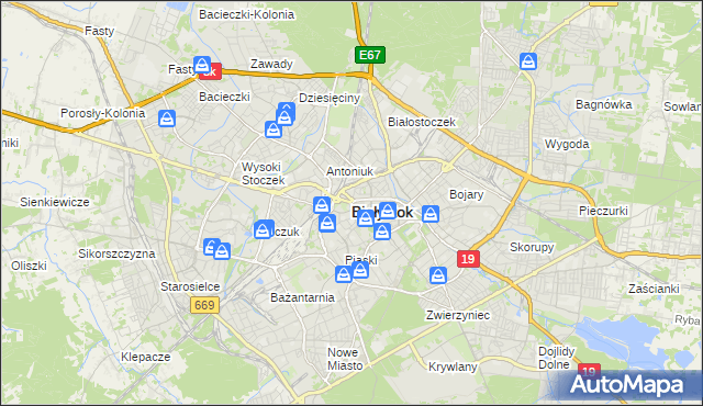 mapa Białegostoku, Białystok na mapie Targeo