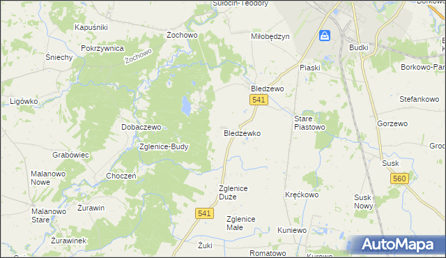 mapa Bledzewko, Bledzewko na mapie Targeo