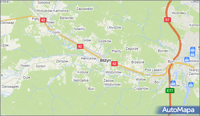 mapa Bliżyn, Bliżyn na mapie Targeo