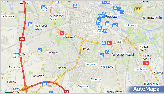 mapa Borek gmina Wrocław, Borek gmina Wrocław na mapie Targeo