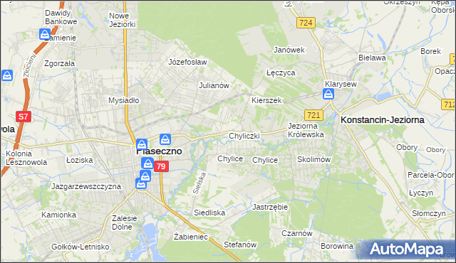 mapa Chyliczki gmina Piaseczno, Chyliczki gmina Piaseczno na mapie Targeo