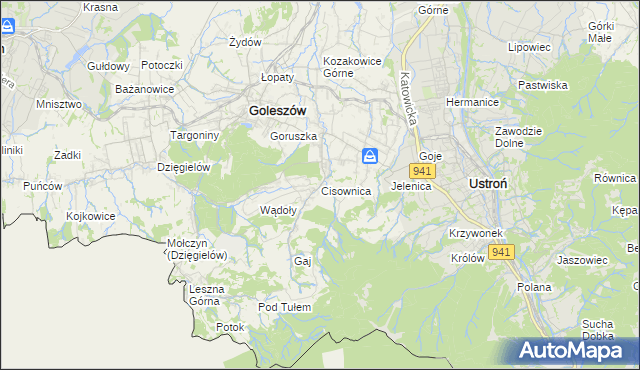 mapa Cisownica, Cisownica na mapie Targeo