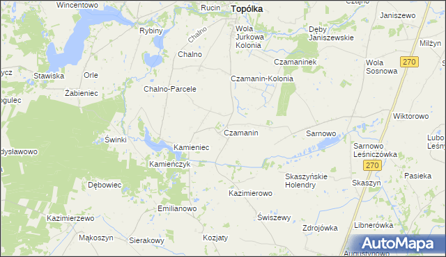 mapa Czamanin, Czamanin na mapie Targeo