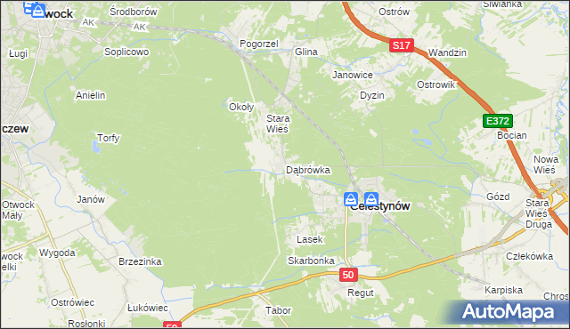 mapa Dąbrówka gmina Celestynów, Dąbrówka gmina Celestynów na mapie Targeo