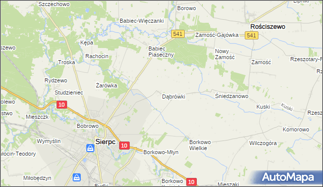 mapa Dąbrówki gmina Sierpc, Dąbrówki gmina Sierpc na mapie Targeo