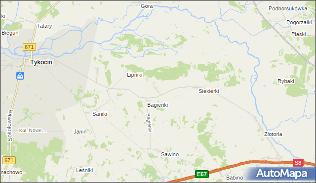 mapa Dobki gmina Tykocin, Dobki gmina Tykocin na mapie Targeo