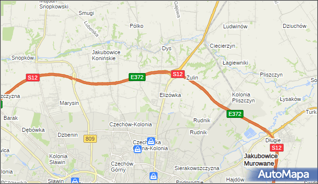 mapa Elizówka gmina Niemce, Elizówka gmina Niemce na mapie Targeo