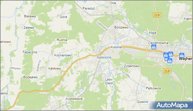 mapa Gościcino, Gościcino na mapie Targeo