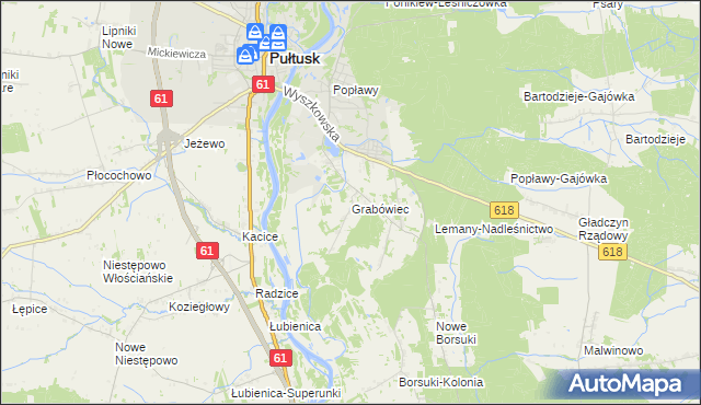 mapa Grabówiec gmina Pułtusk, Grabówiec gmina Pułtusk na mapie Targeo