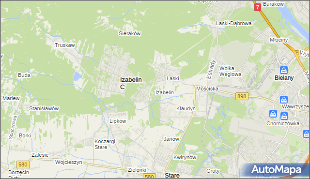 mapa Izabelin powiat warszawski zachodni, Izabelin powiat warszawski zachodni na mapie Targeo