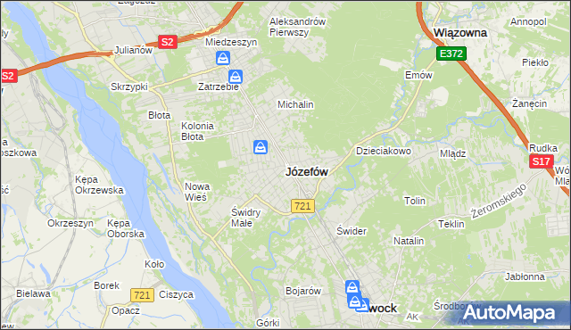 mapa Józefów powiat otwocki, Józefów powiat otwocki na mapie Targeo