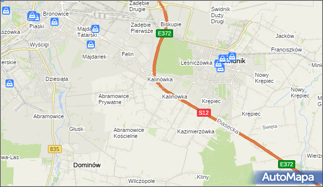 mapa Kalinówka gmina Głusk, Kalinówka gmina Głusk na mapie Targeo
