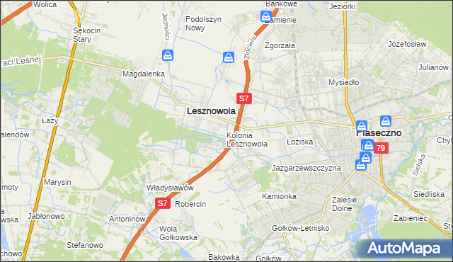 mapa Kolonia Lesznowola, Kolonia Lesznowola na mapie Targeo