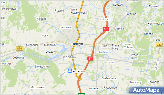mapa Komorniki gmina Tarczyn, Komorniki gmina Tarczyn na mapie Targeo