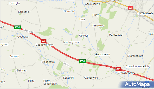 mapa Kościanki gmina Strzałkowo, Kościanki gmina Strzałkowo na mapie Targeo