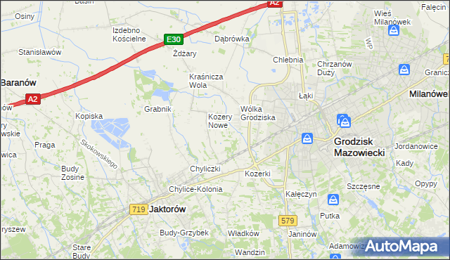 mapa Kozery, Kozery na mapie Targeo