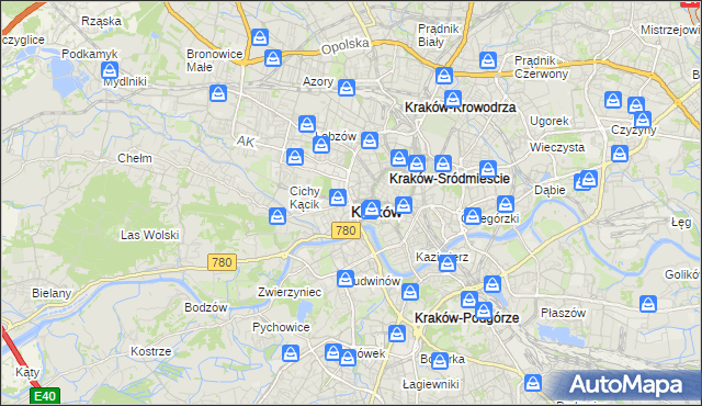 mapa Krakowa, Kraków na mapie Targeo