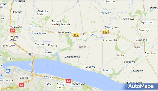 mapa Krępa gmina Dobrzyń nad Wisłą, Krępa gmina Dobrzyń nad Wisłą na mapie Targeo