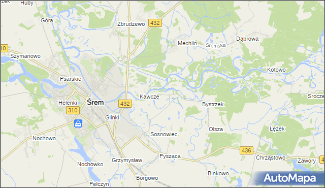 mapa Łęg gmina Śrem, Łęg gmina Śrem na mapie Targeo