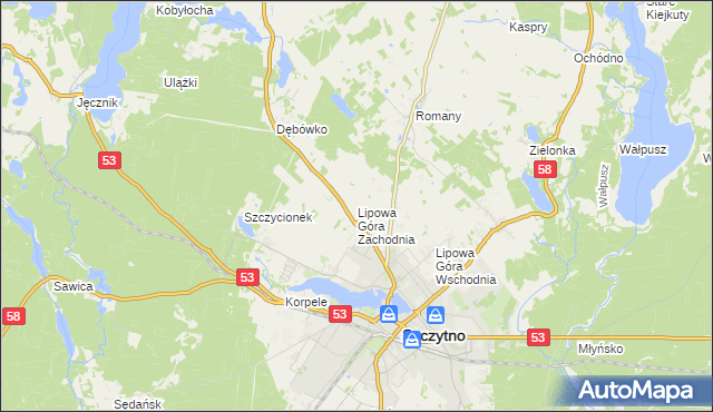 mapa Lipowa Góra Zachodnia, Lipowa Góra Zachodnia na mapie Targeo