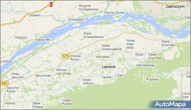 mapa Michałów gmina Leoncin, Michałów gmina Leoncin na mapie Targeo