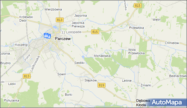 mapa Michałówka gmina Parczew, Michałówka gmina Parczew na mapie Targeo