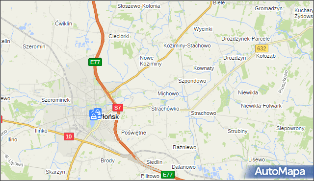 mapa Michowo, Michowo na mapie Targeo