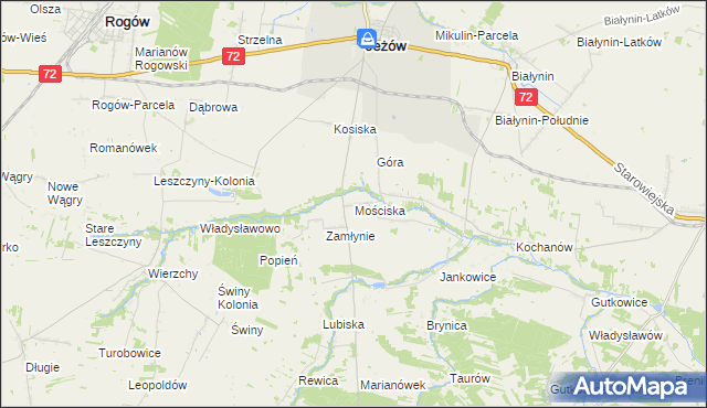 mapa Mościska gmina Jeżów, Mościska gmina Jeżów na mapie Targeo