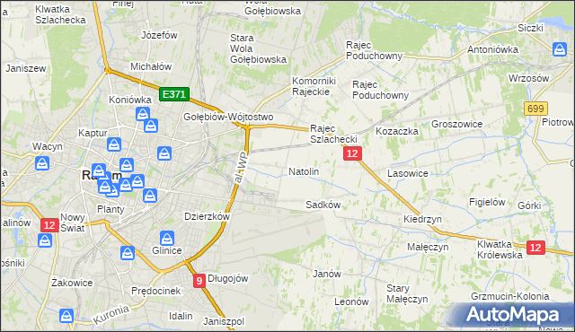 mapa Natolin gmina Jedlnia-Letnisko, Natolin gmina Jedlnia-Letnisko na mapie Targeo