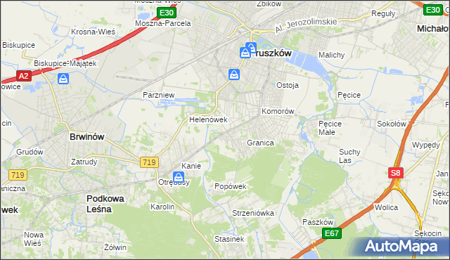 mapa Nowa Wieś gmina Michałowice, Nowa Wieś gmina Michałowice na mapie Targeo