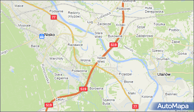 mapa Nowa Wieś gmina Nisko, Nowa Wieś gmina Nisko na mapie Targeo