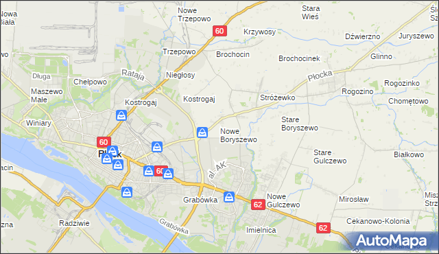 mapa Nowe Boryszewo, Nowe Boryszewo na mapie Targeo