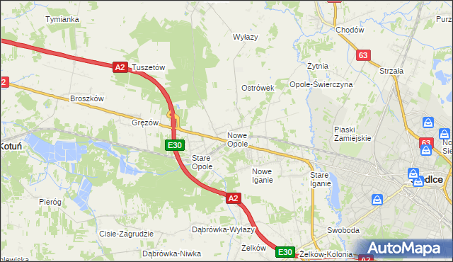 mapa Nowe Opole, Nowe Opole na mapie Targeo