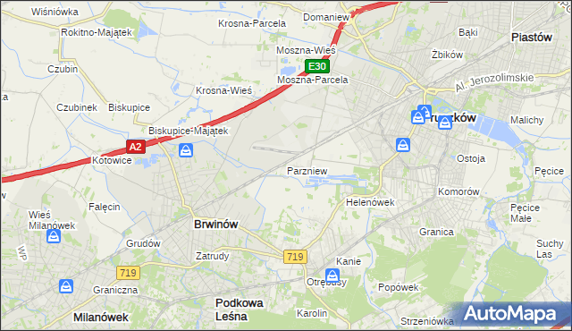 mapa Parzniew, Parzniew na mapie Targeo