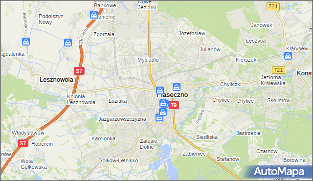 mapa Piaseczno, Piaseczno na mapie Targeo
