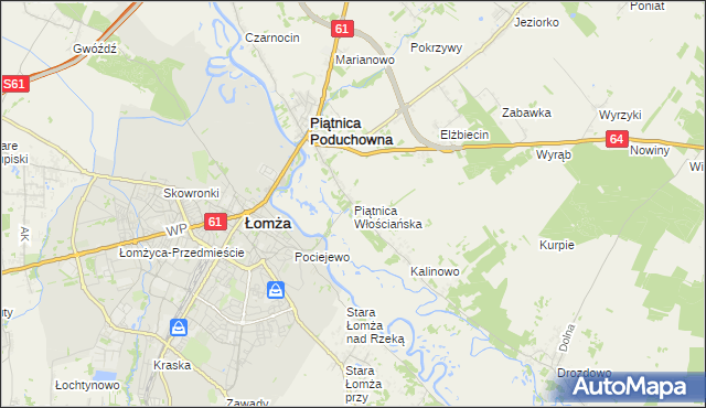 mapa Piątnica Włościańska, Piątnica Włościańska na mapie Targeo