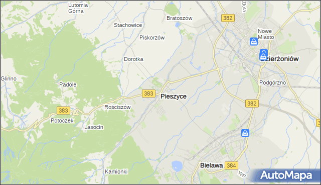 mapa Pieszyce, Pieszyce na mapie Targeo