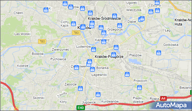 mapa Podgórze gmina Kraków, Podgórze gmina Kraków na mapie Targeo