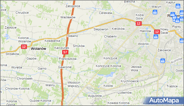 mapa Podkończyce, Podkończyce na mapie Targeo