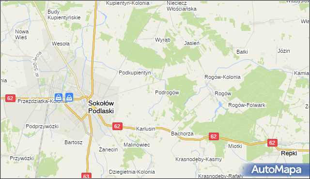 mapa Podrogów, Podrogów na mapie Targeo