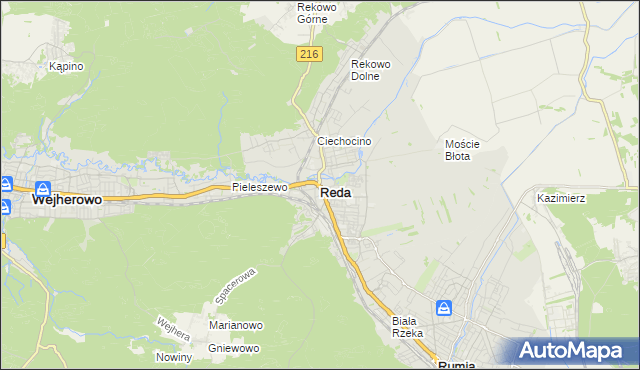 mapa Reda, Reda na mapie Targeo