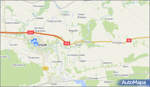 mapa Ruda gmina Wyrzysk, Ruda gmina Wyrzysk na mapie Targeo