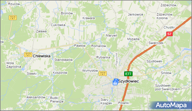 mapa Rybianka, Rybianka na mapie Targeo
